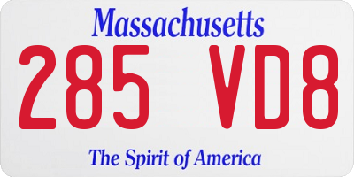 MA license plate 285VD8