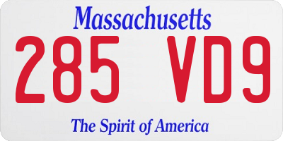 MA license plate 285VD9