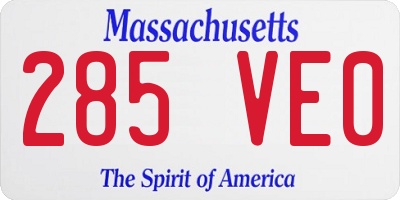 MA license plate 285VE0