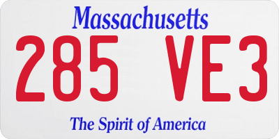 MA license plate 285VE3