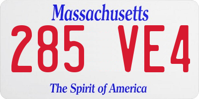 MA license plate 285VE4