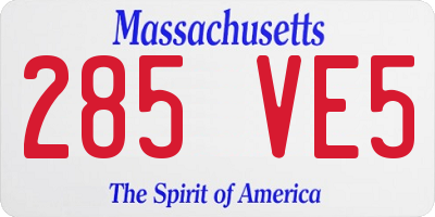 MA license plate 285VE5