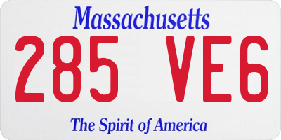 MA license plate 285VE6