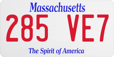 MA license plate 285VE7