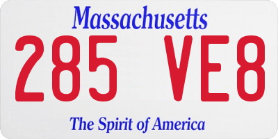 MA license plate 285VE8