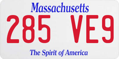 MA license plate 285VE9