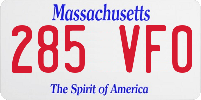 MA license plate 285VF0