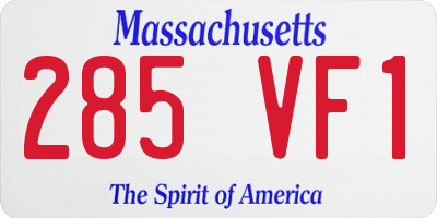 MA license plate 285VF1