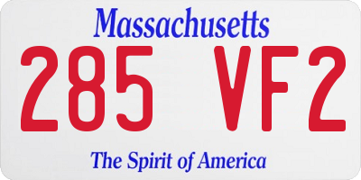 MA license plate 285VF2