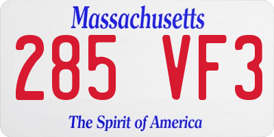 MA license plate 285VF3