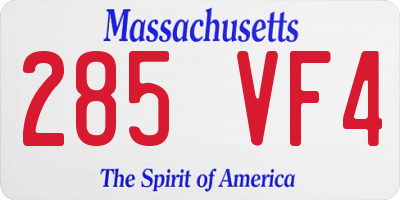 MA license plate 285VF4