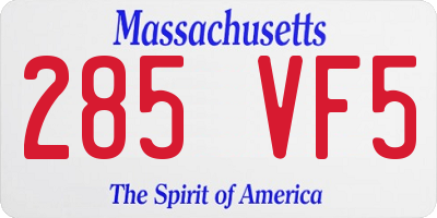 MA license plate 285VF5