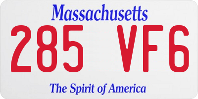 MA license plate 285VF6