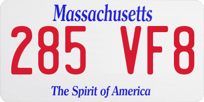 MA license plate 285VF8