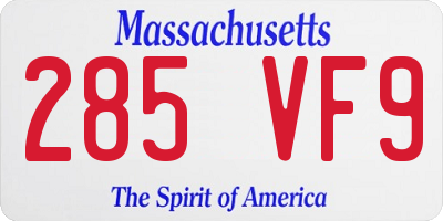MA license plate 285VF9