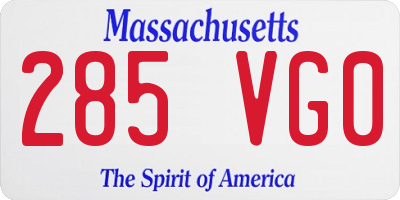 MA license plate 285VG0