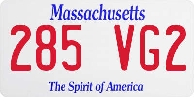 MA license plate 285VG2