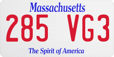 MA license plate 285VG3