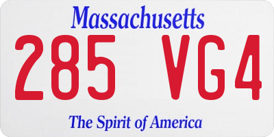 MA license plate 285VG4