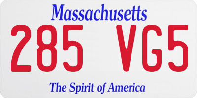 MA license plate 285VG5