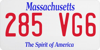 MA license plate 285VG6
