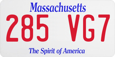 MA license plate 285VG7