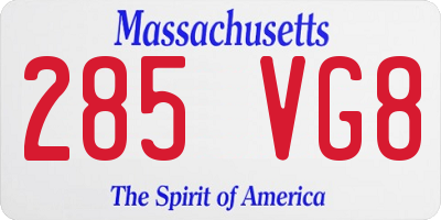 MA license plate 285VG8