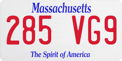 MA license plate 285VG9
