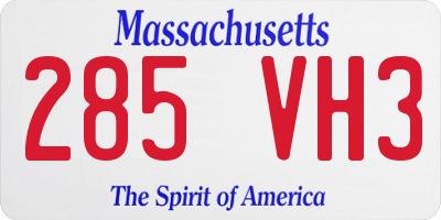 MA license plate 285VH3