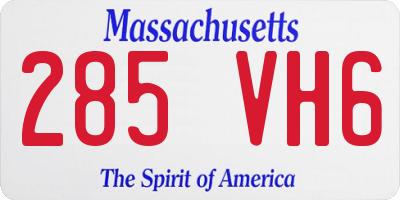 MA license plate 285VH6