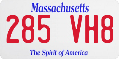 MA license plate 285VH8