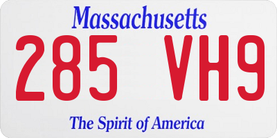 MA license plate 285VH9