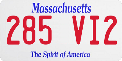 MA license plate 285VI2