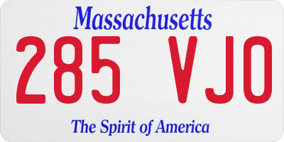MA license plate 285VJ0