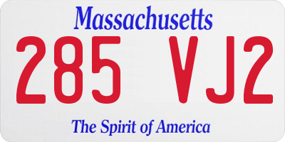 MA license plate 285VJ2