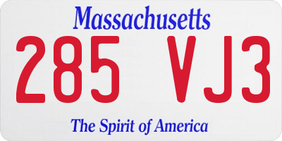 MA license plate 285VJ3