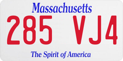 MA license plate 285VJ4