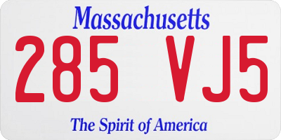 MA license plate 285VJ5
