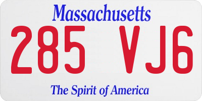 MA license plate 285VJ6