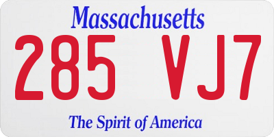 MA license plate 285VJ7