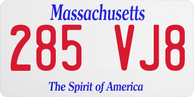 MA license plate 285VJ8