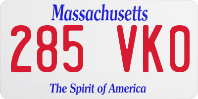 MA license plate 285VK0
