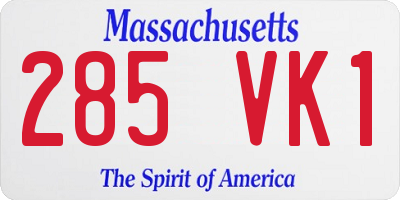 MA license plate 285VK1