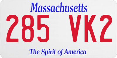 MA license plate 285VK2