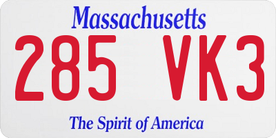 MA license plate 285VK3