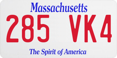 MA license plate 285VK4