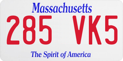 MA license plate 285VK5