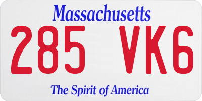 MA license plate 285VK6