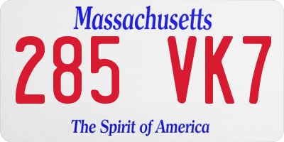MA license plate 285VK7