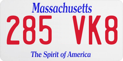 MA license plate 285VK8
